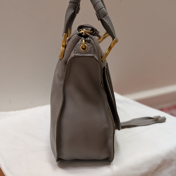 ⚡SOLD⚡NWT Chloé Marcie Satchel Bag in Cashmere Grey Grain Leather - Picture 6 of 16